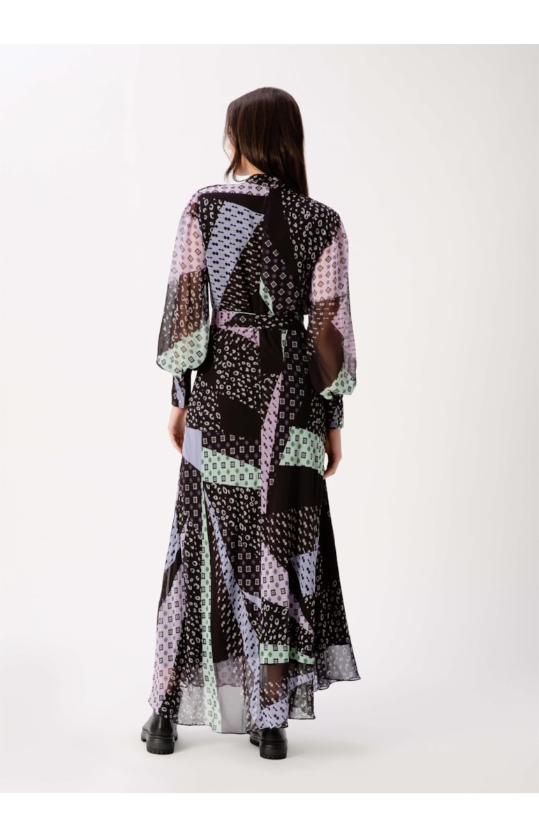 Vestido Boho Flowers Estamp. Fundo Preto