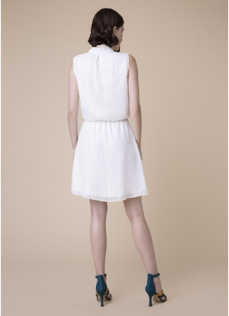 Vestido Botões Amarração Off White