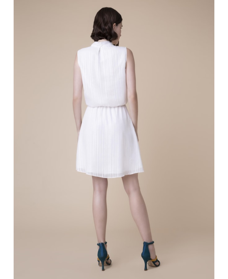 Vestido Botões Amarração Off White