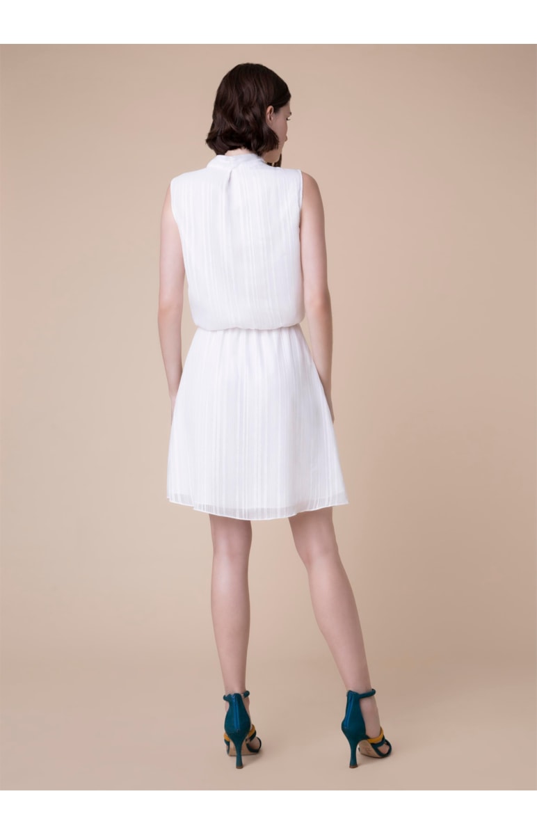 Vestido Botões Amarração Off White