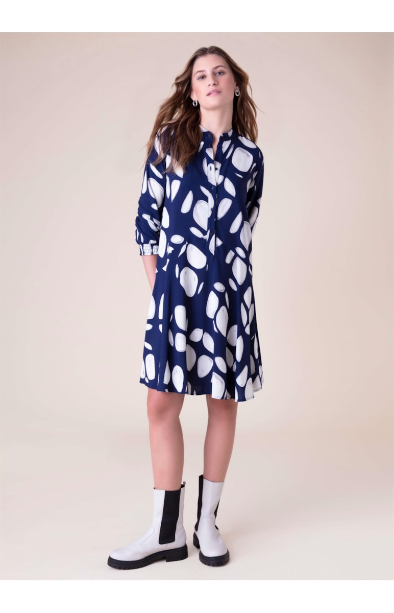 Vestido Brushed Dots Marinho