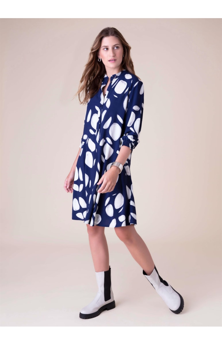 Vestido Brushed Dots Marinho