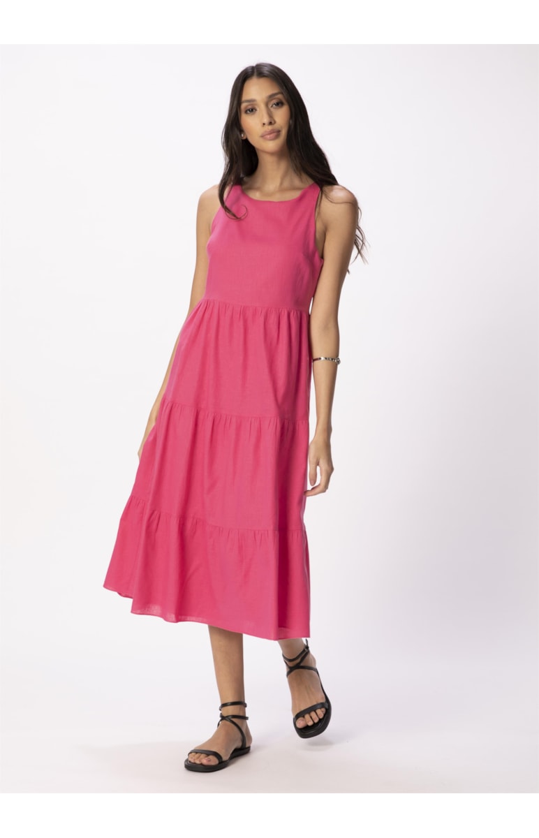 Vestido Cambraia Linho Blend Marias Pink