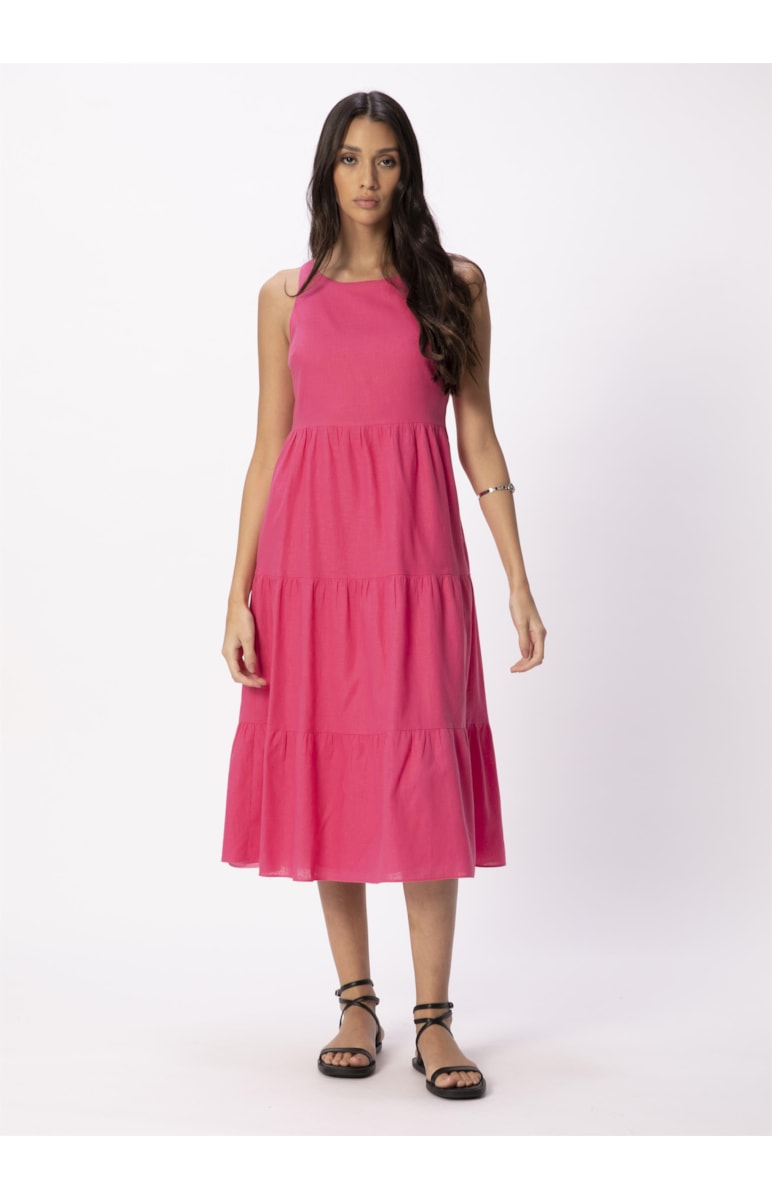 Vestido Cambraia Linho Blend Marias Pink
