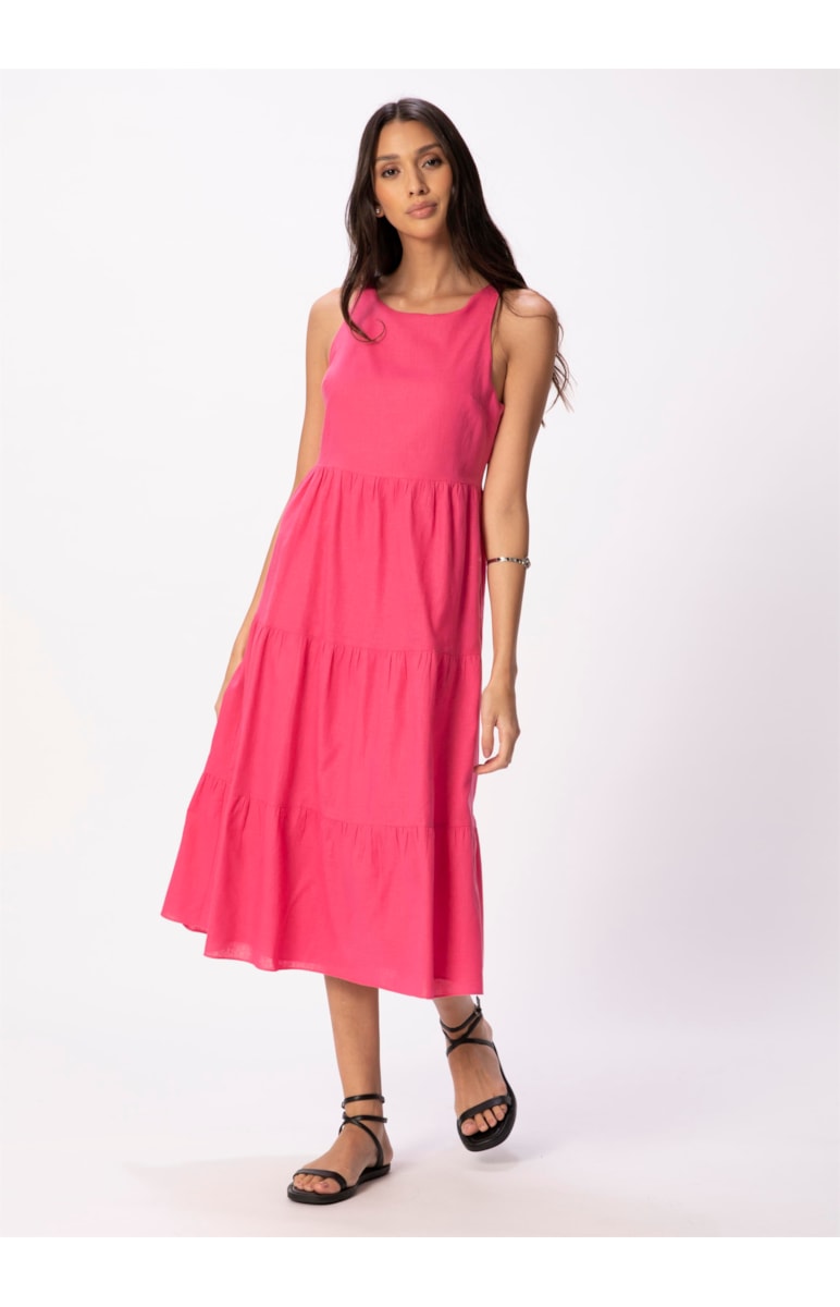 Vestido Cambraia Linho Blend Marias Pink