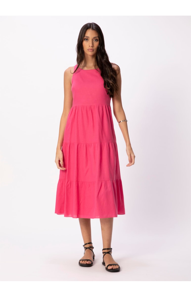 Vestido Cambraia Linho Blend Marias Pink