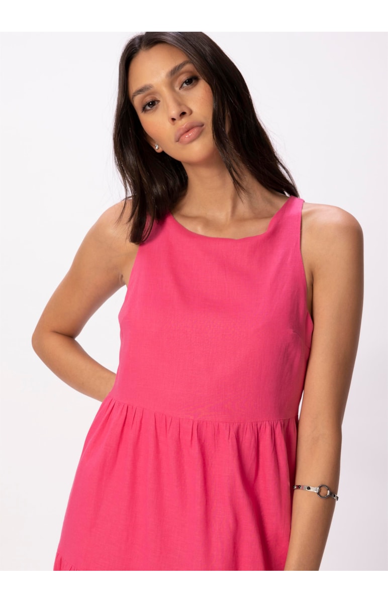 Vestido Cambraia Linho Blend Marias Pink
