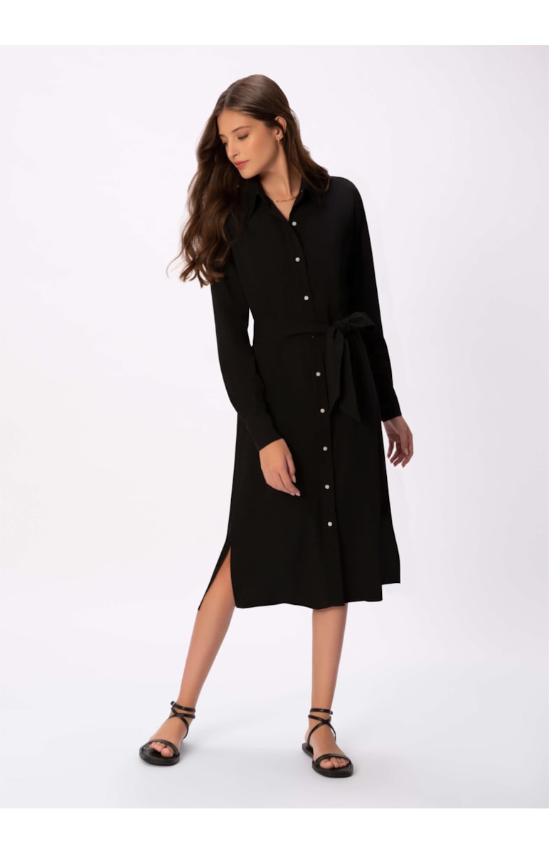 Vestido Chemise Faixa Preto