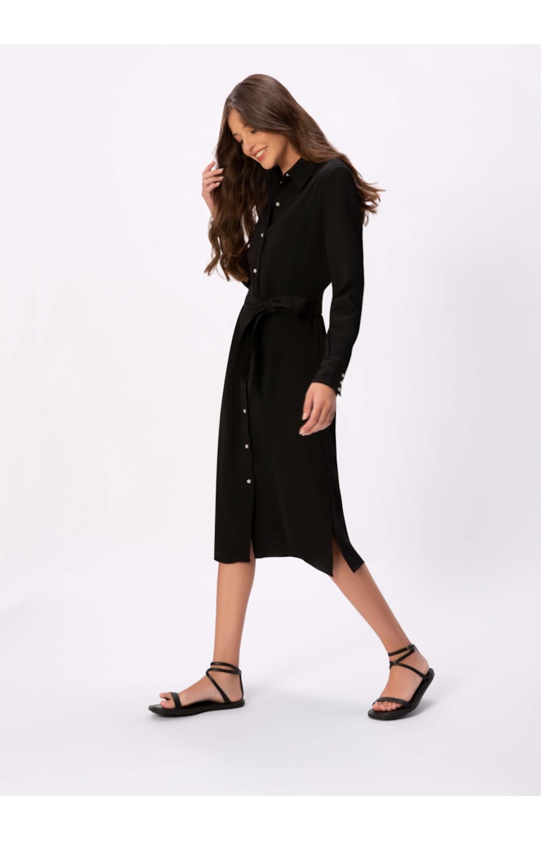 Vestido Chemise Faixa Preto