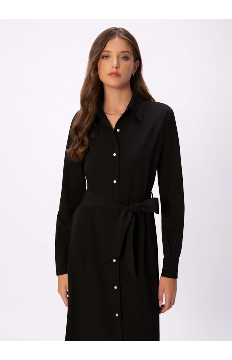 Vestido Chemise Faixa Preto