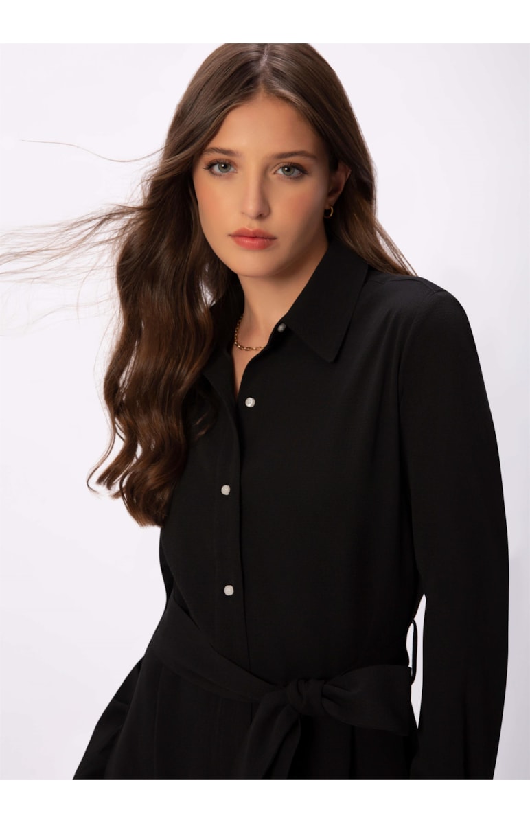 Vestido Chemise Faixa Preto