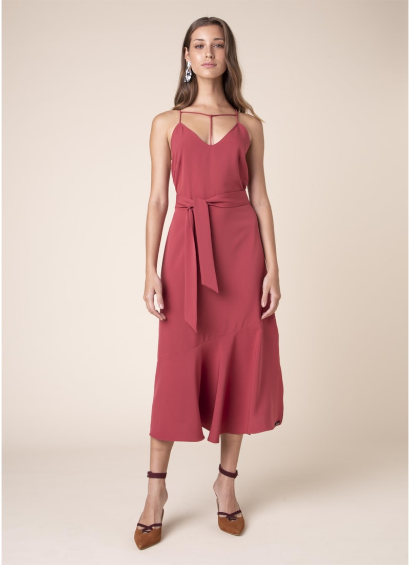Vestido Costas Cavada Vermelho