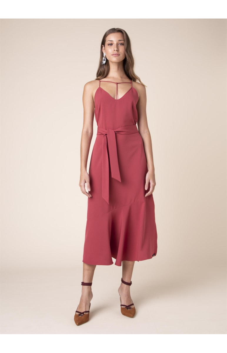 Vestido Costas Cavada Vermelho