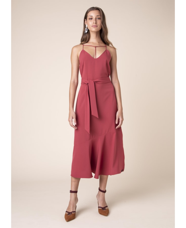 Vestido Costas Cavada Vermelho