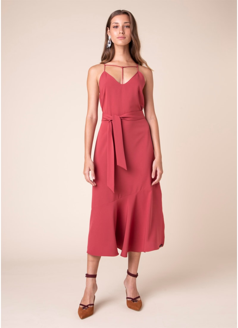 Vestido Costas Cavada Vermelho