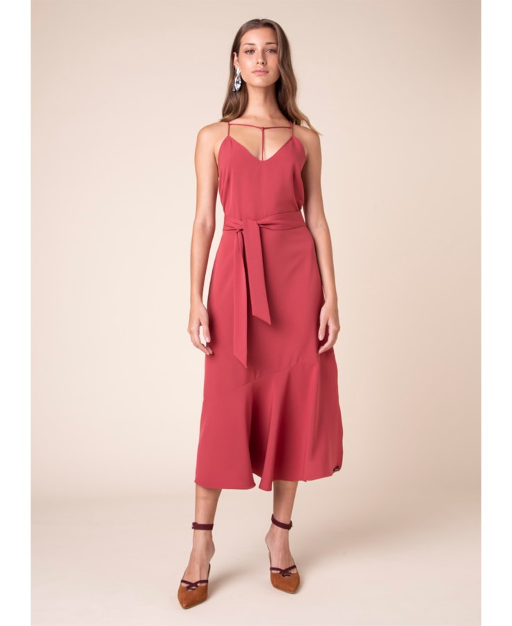 Vestido Costas Cavada Vermelho