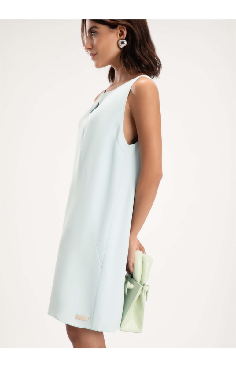 Vestido Crepe Azul Claro