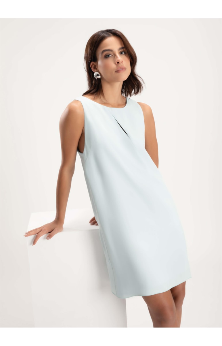 Vestido Crepe Azul Claro