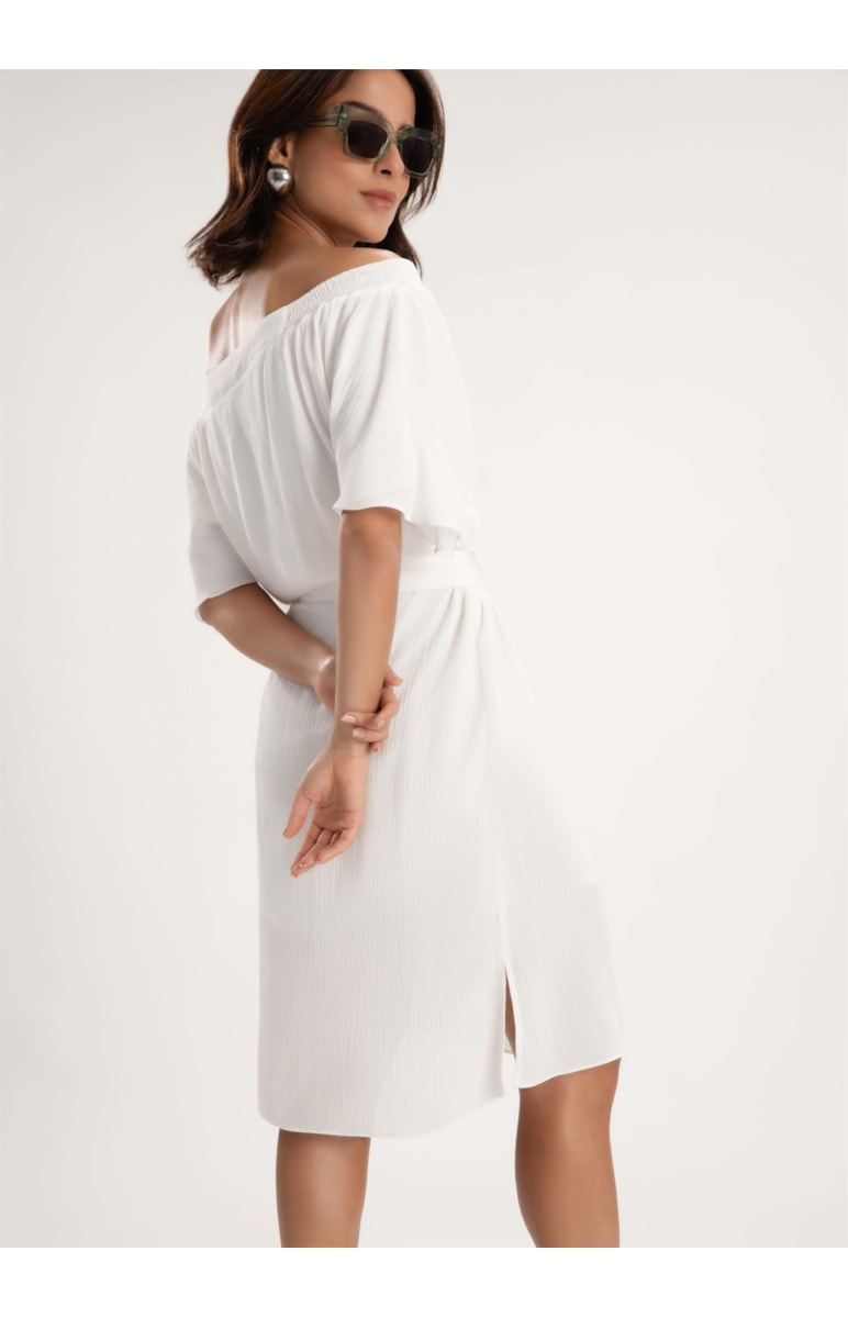 Vestido Crepe India Off White