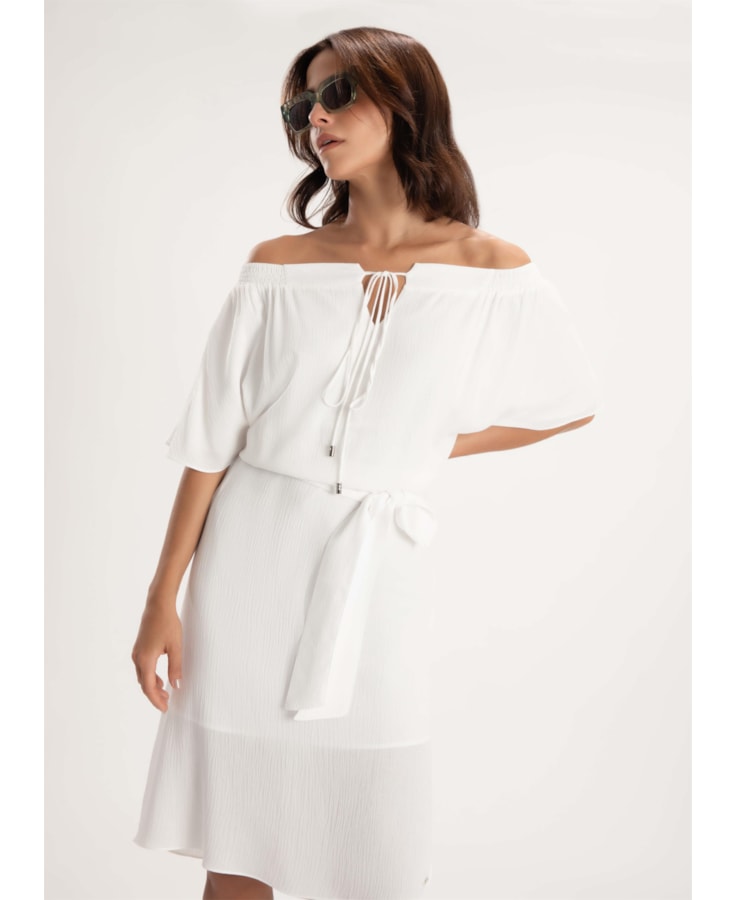 Vestido Crepe India Off White