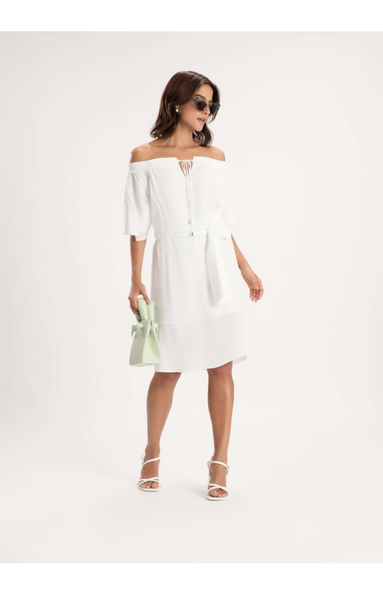 Vestido Crepe India Off White