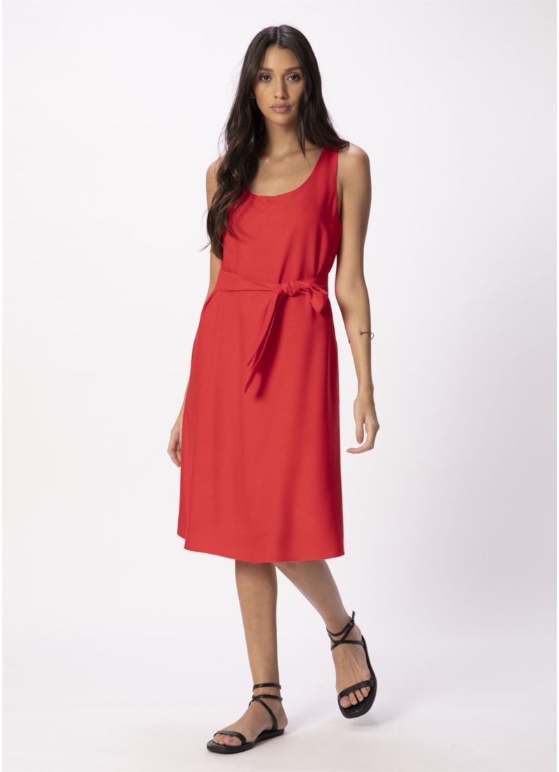 Vestido Crepe Viscose Curto Vermelho