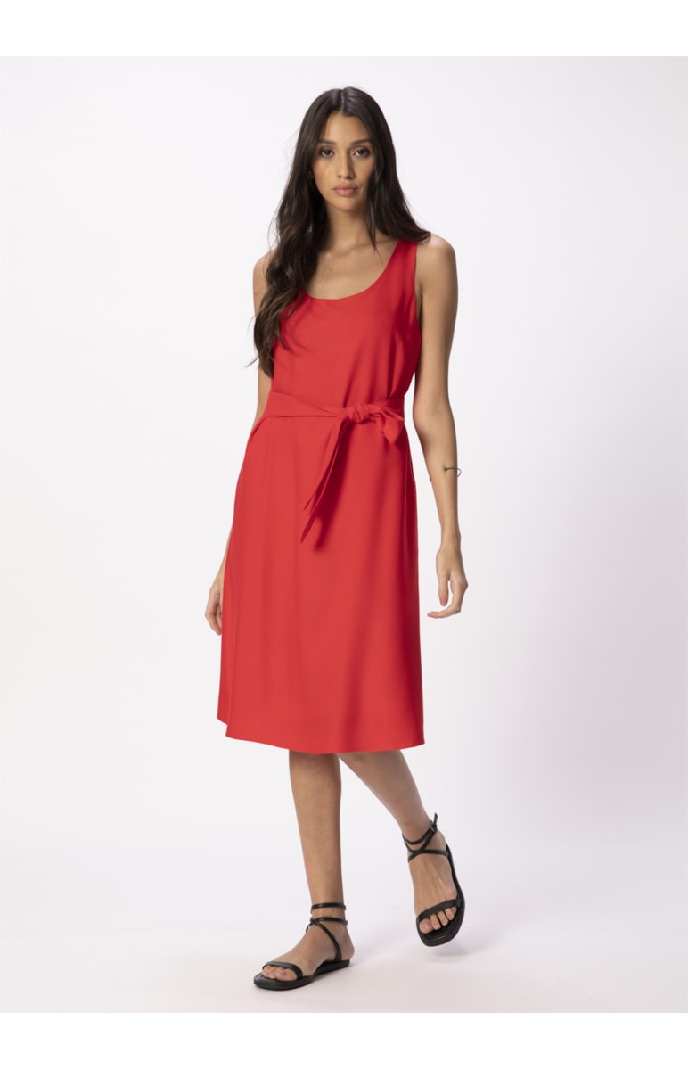 Vestido Crepe Viscose Curto Vermelho