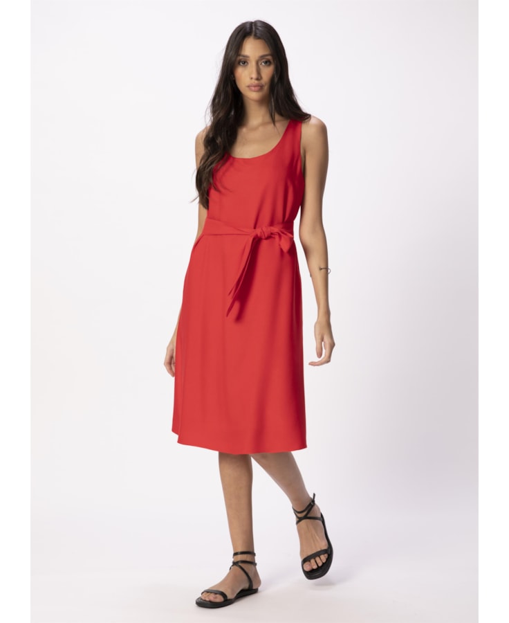 Vestido Crepe Viscose Curto Vermelho