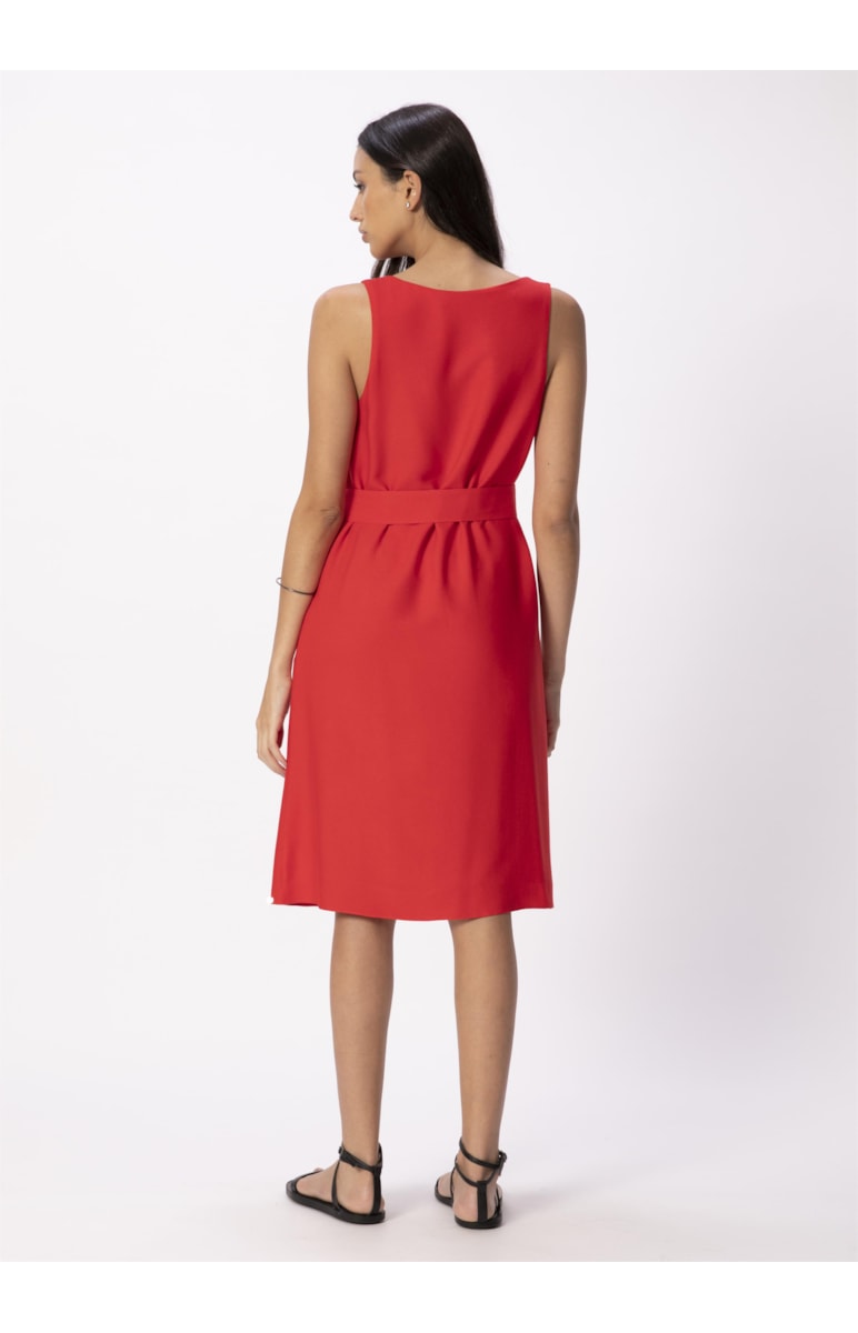 Vestido Crepe Viscose Curto Vermelho