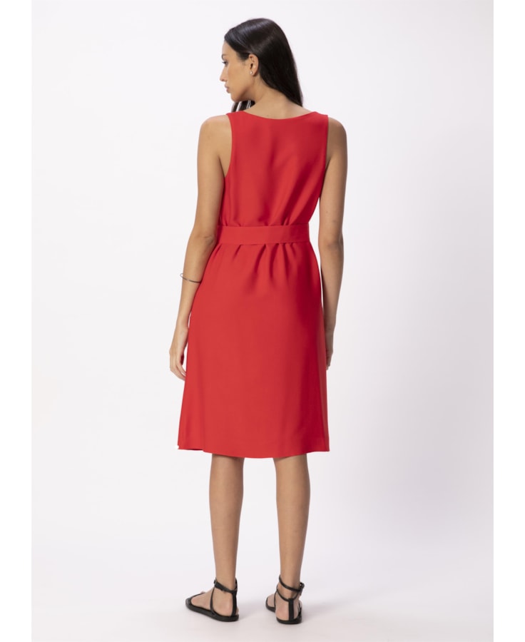 Vestido Crepe Viscose Curto Vermelho
