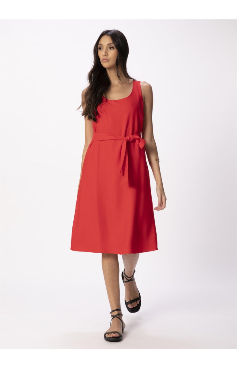Vestido Crepe Viscose Curto Vermelho