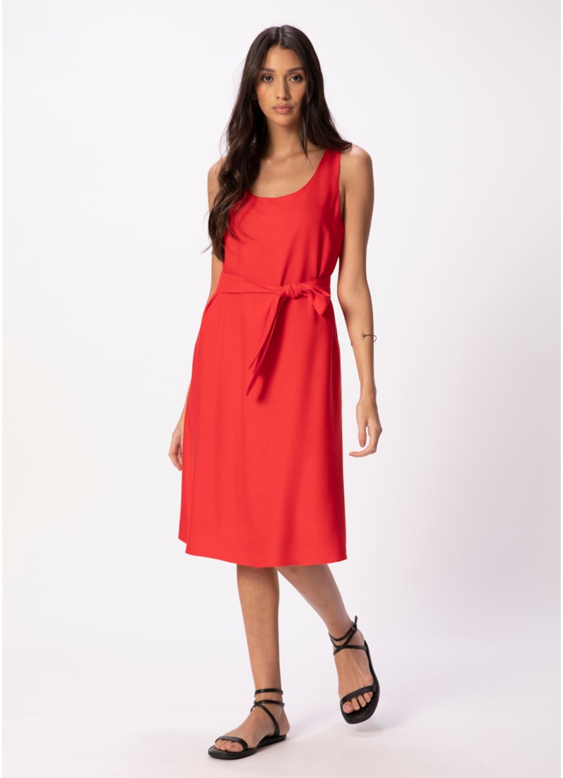 Vestido Crepe Viscose Curto Vermelho