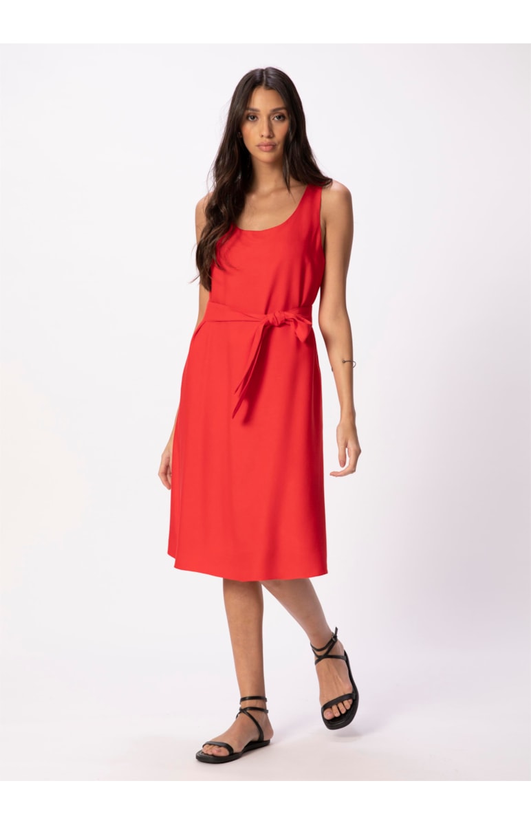 Vestido Crepe Viscose Curto Vermelho