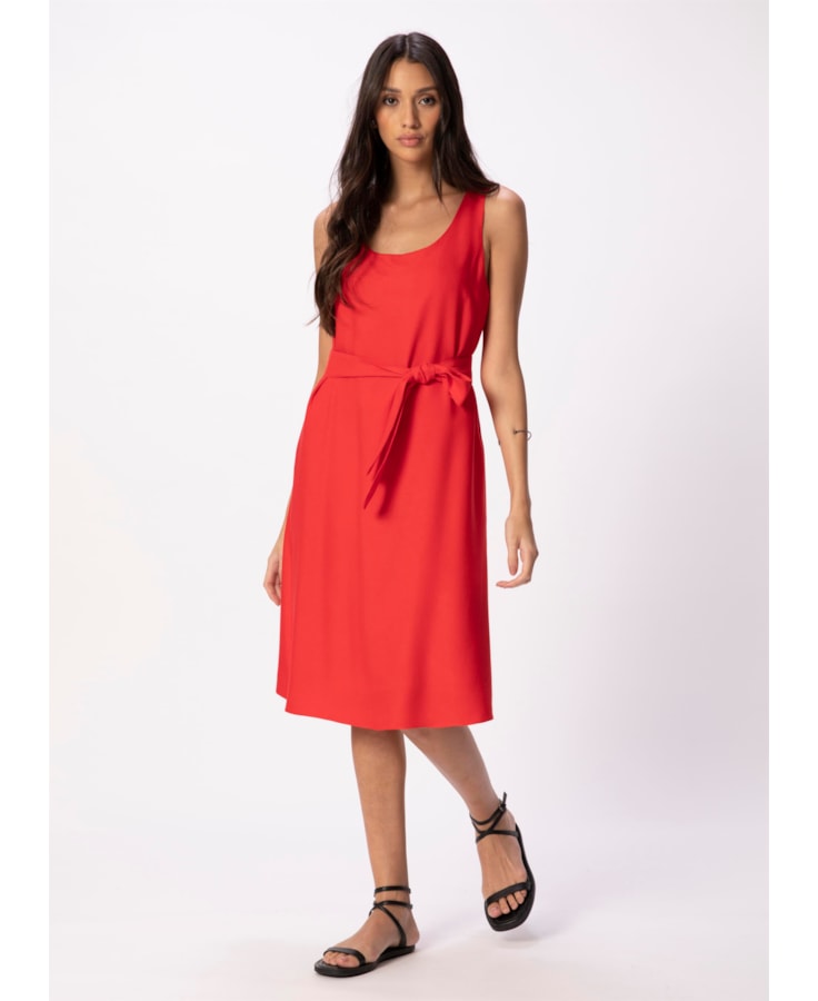 Vestido Crepe Viscose Curto Vermelho