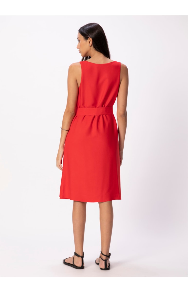 Vestido Crepe Viscose Curto Vermelho