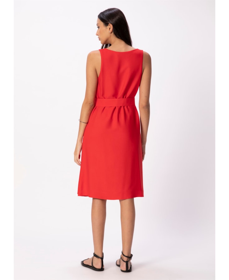 Vestido Crepe Viscose Curto Vermelho