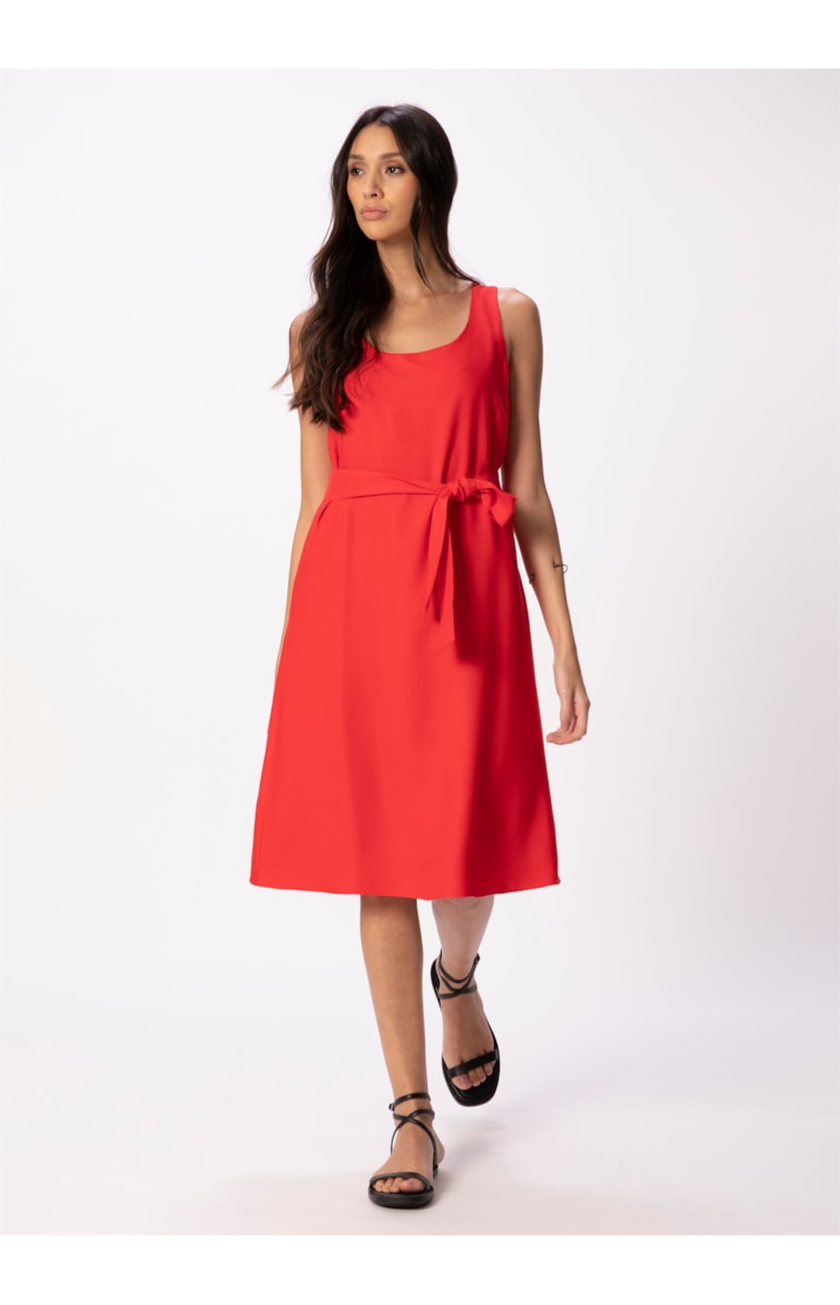 Vestido Crepe Viscose Curto Vermelho
