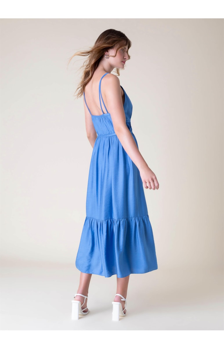Vestido Crinckle Azul Pervante