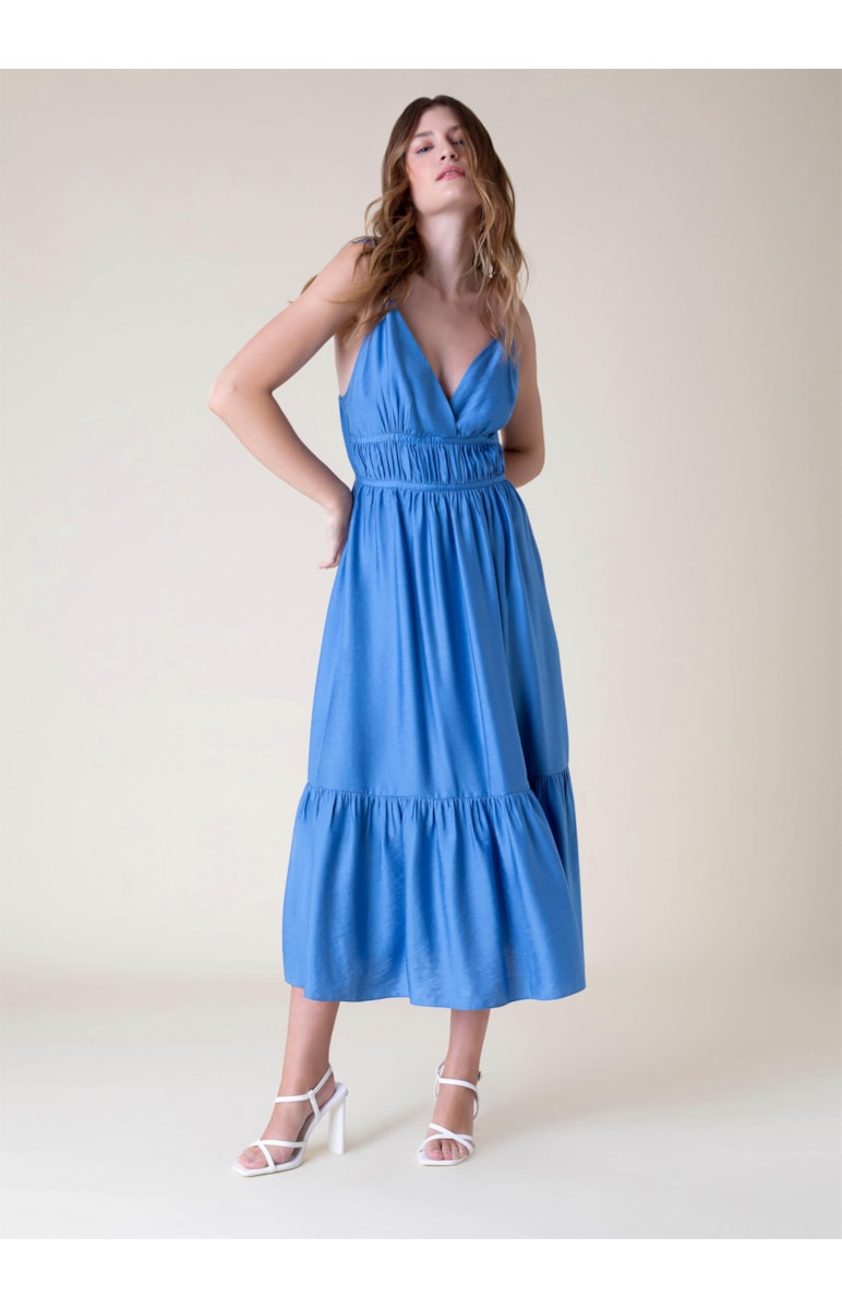 Vestido Crinckle Azul Pervante