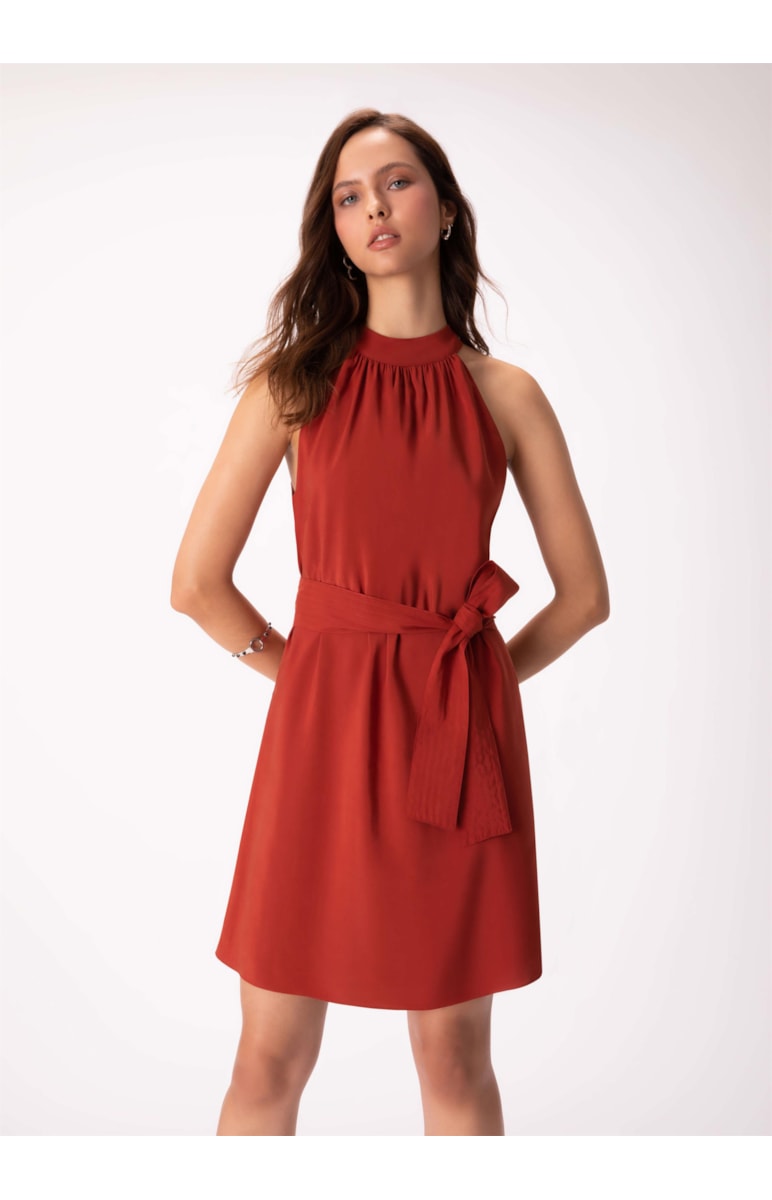 Vestido Cupro Touch Telha