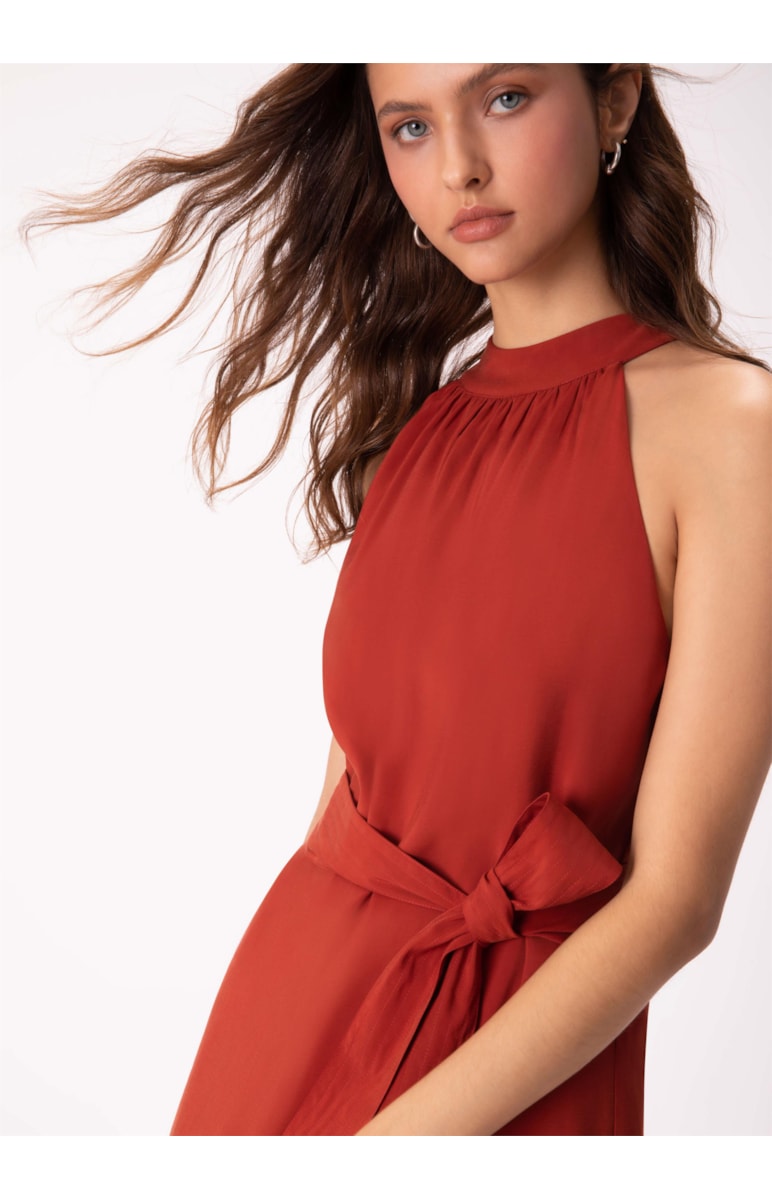 Vestido Cupro Touch Telha
