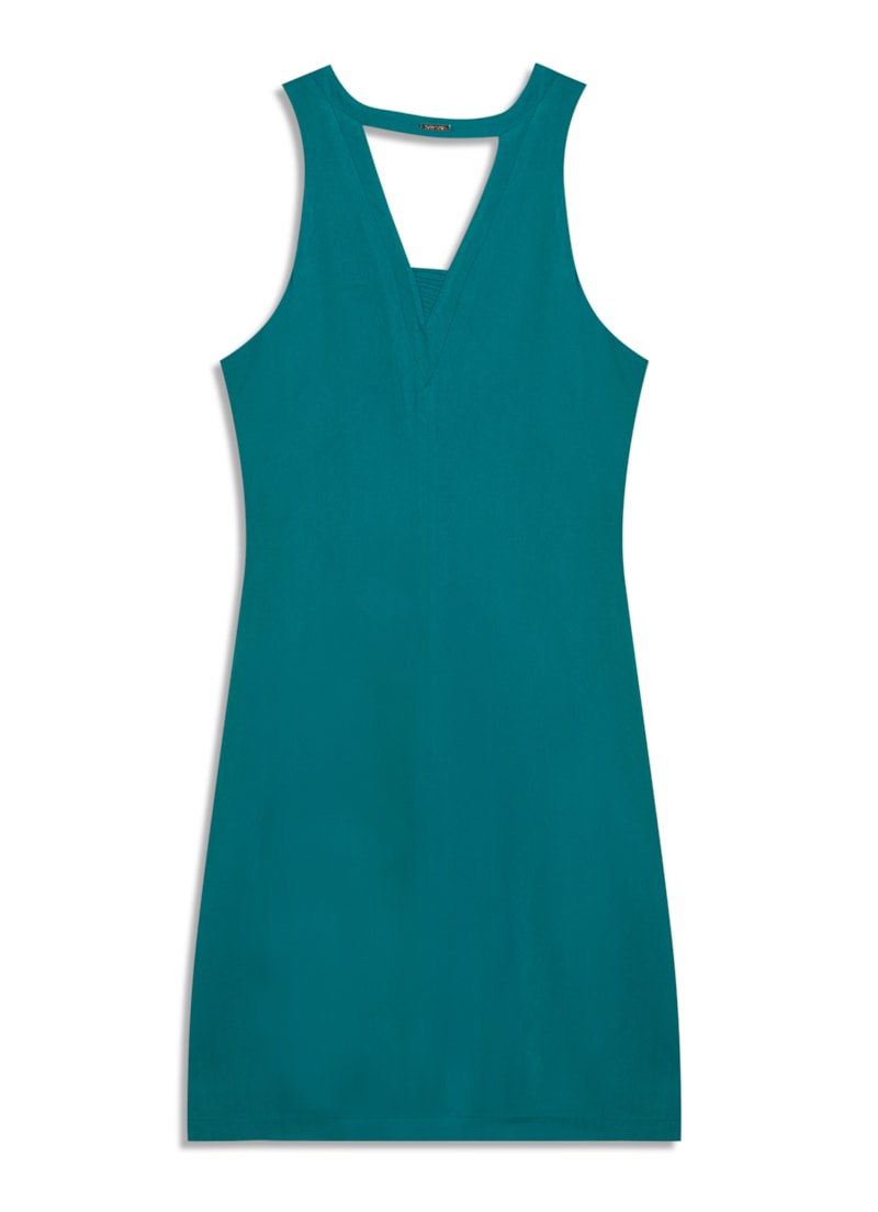 Vestido Curto Crepe de Viscose Liso Old Blue