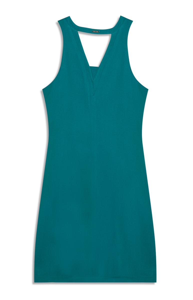 Vestido Curto Crepe de Viscose Liso Old Blue