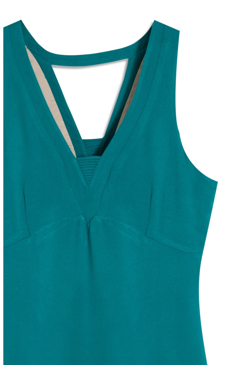 Vestido Curto Crepe de Viscose Liso Old Blue