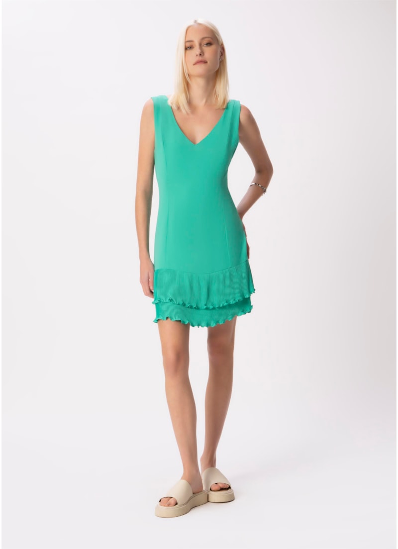 Vestido Curto Nervurinhas Verde Claro