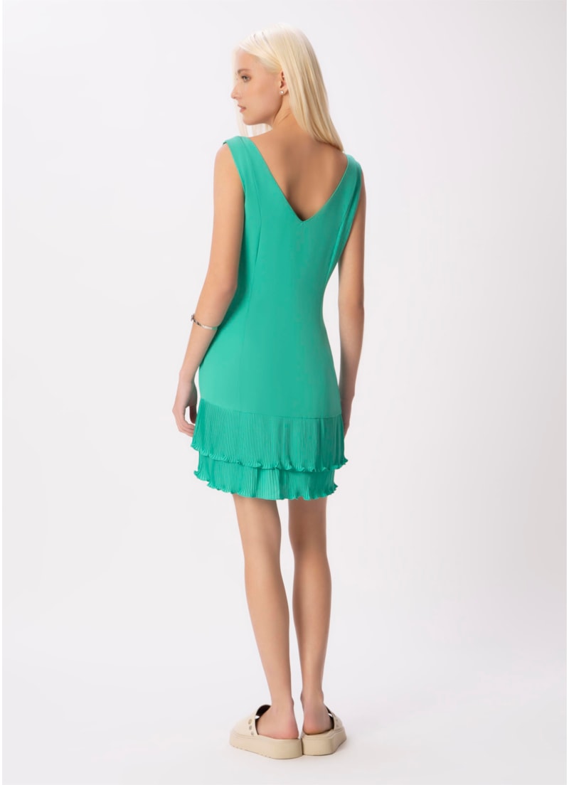 Vestido Curto Nervurinhas Verde Claro