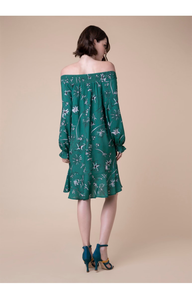 Vestido Curto Ombro a Ombro Flower Estampado