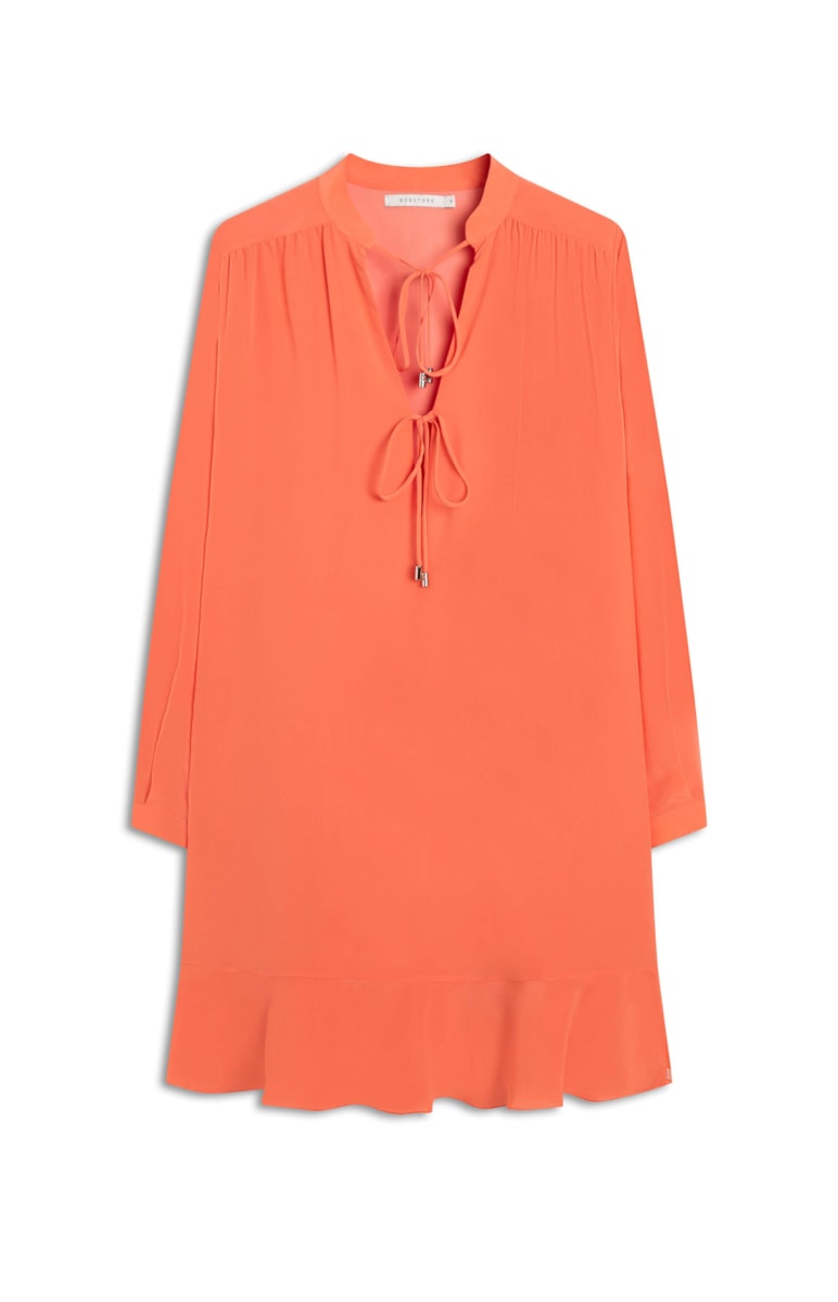Vestido Curto Seda Coral