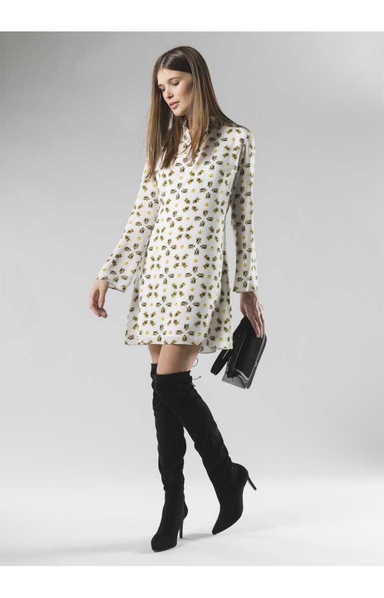 Vestido Curto Seda Iphone Besouro Estampado