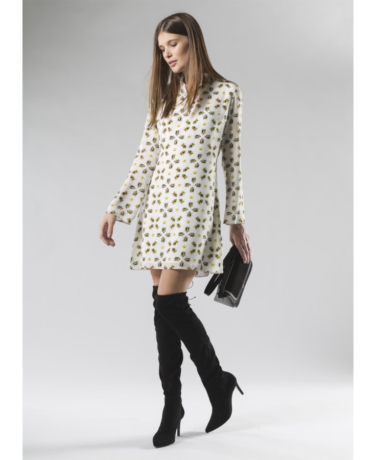 Vestido Curto Seda Iphone Besouro Estampado